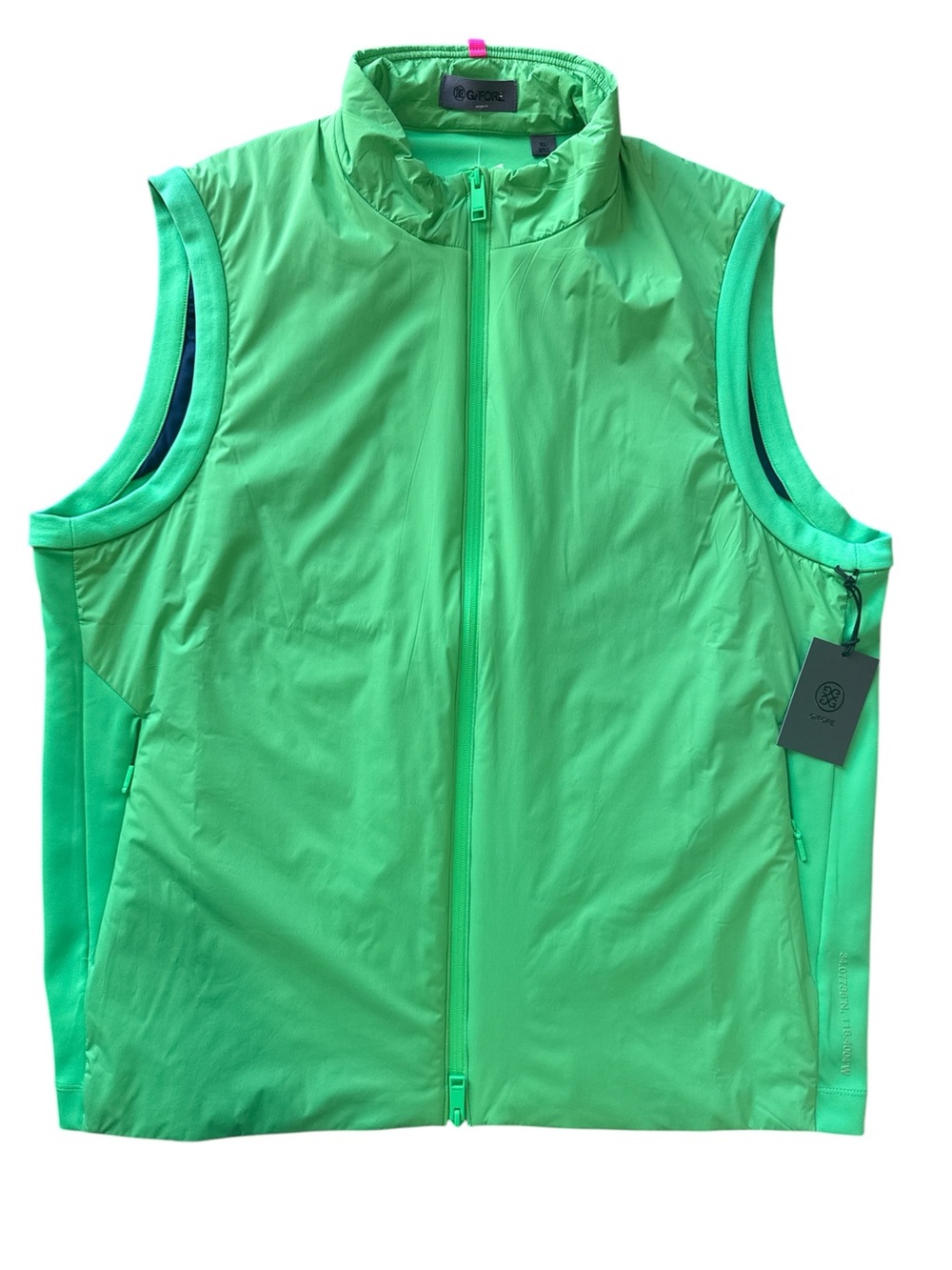 G/FORE Lime Neon Green Vest Mens Size XL NWT Golf Performance Full Zip Pockets
